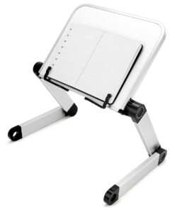 QWORK® Verstellbar Leseständer, Aluminiumlegierung, Kochbuchhalter, Zusammenklappbar, Weiß