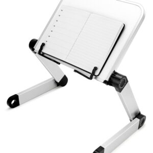 QWORK® Verstellbar Leseständer, Aluminiumlegierung, Kochbuchhalter, Zusammenklappbar, Weiß