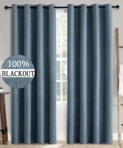 MIULEE Verdunklungsvohtags mit Ösen für Wohnzimmer und Schlafzimmer - Blickdicht, Wärmeisolierend, Blau, 2er Set 225 x 1