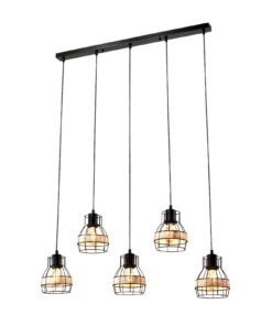 LQWELL® Pendellampe Hängelampe E27 Schwarz für Wohnzimmer und Schlafzimmer | LQWELL® Retro Hängeleuchte Pendelleuchte H