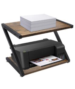 TanjcXliu 2-Etagen Druckerständer, Platzsparend für 3D-Drucker und Faxgeräte, Büroorganisation, Verstellbare Füße, Schwa