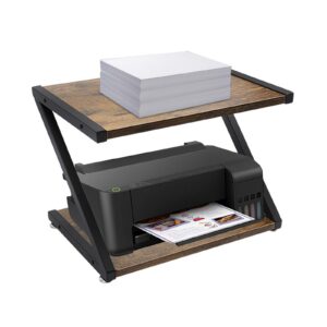 TanjcXliu 2-Etagen Druckerständer, Platzsparend für 3D-Drucker und Faxgeräte, Büroorganisation, Verstellbare Füße, Schwa