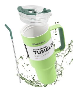 Blackube 1200ml Trinkbecher mit deckel und strohhalm, BPA-Frei, Auslaufsicher | Große Trinkflasche aus Metall-keramisch