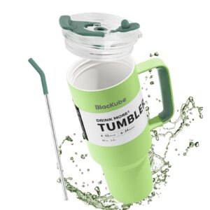 Blackube 1200ml Trinkbecher mit deckel und strohhalm, BPA-Frei, Auslaufsicher | Große Trinkflasche aus Metall-keramisch