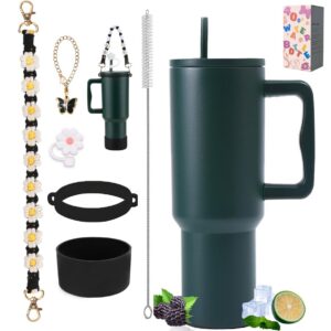 40 oz vakuumisolierte Edelstahl-Doppelwand-Wasserflasche mit Griff & Strohhalm für Reisefreunde - 6PCS Zubehör inkludier