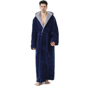 Herren-Bademantel Hellomamma mit Kapuze lang Fleece flauschig Hausmantel Nachthemd