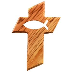 Wandkreuz aus Bethlehem - handgefertigt aus Olivenholz - spirituelles Geschenk für Taufe, Kommunion und Hochzeit | Oliv
