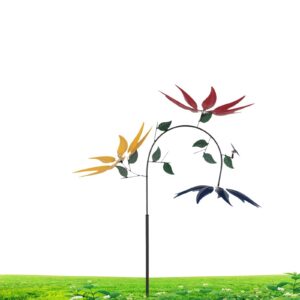 Solar-Windspiel Metall - 95cm Windmühle, Gartendecoration für Rasen und Hof, Magische Sonneneffekte