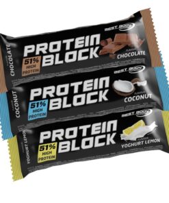 Proteinblock MIX BOX Best Body Nutrition, Choco, Vanille, Kokos, Yogurt-Limette & Mandel, 15 x 90g