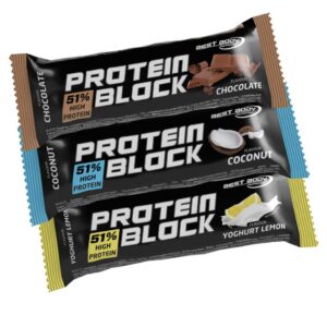 Proteinblock MIX BOX Best Body Nutrition, Choco, Vanille, Kokos, Yogurt-Limette & Mandel, 15 x 90g