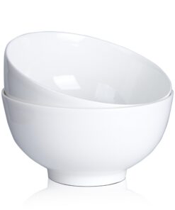 20 cm Servierschüsseln Set von 2-60 oz weißen Keramikschalen zum Servieren von Salat, Suppe & Obst - Mikrowelle und Gesc