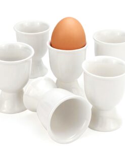 HUYUE Eierbecher 6er Porzellan Weiß Keramik Set