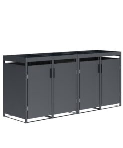 DEGAMO 4-er Mülltonnenbox für 4x 120/240 Liter Stahl verzinkt Anthrazitfarbe Recyclingfriendly Sortierschlitz | DEGAMO
