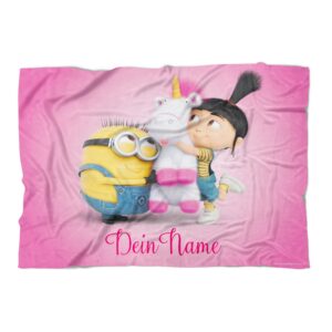PICANOVA Personalisierte Minions Decke mit Name - Weiche Kuscheldecke für Kinder - Fans von Despicable Me