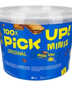 PiCK UP! minis Original 100 Portionen, knackige Milchschokoladentafel zwischen zwei Keksen, leckeres Teilenssnack für di