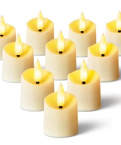 Homemory 3D flackernde flammenlose LED Teelichter, batteriebetriebene Kerzen für Thanksgiving und Weihnachten, Elfenbein