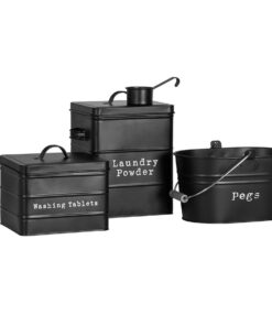 Harbour Housewares Vintage Metall Vorratsdosen Set Schwarz 3er