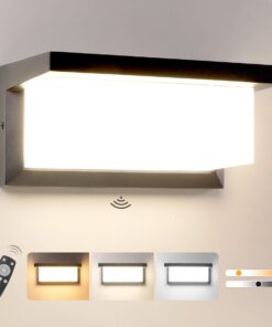 18W Außenwandleuchte mit Bewegungsmelder für Garten und Terrasse | 3000K-6500K Dimmbar LED Wandleuchte Aluminium Anthra