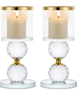 Sziqiqi Kristall Kerzenständer Set für Hochzeit und Party, moderne Design, Gold