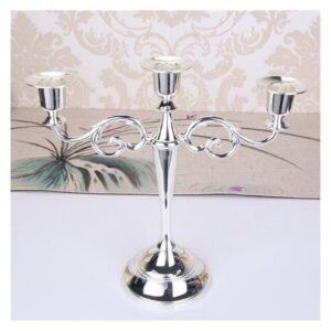 FJOADNVM Silber Kerzenständer Retro 3-Arm Kandelaber Home Decor Hochzeit Abendessen