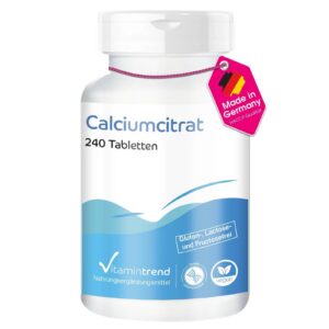 Calciumvitamin Trend hochdosiert 900mg, 240 Tabletten, veganes Nahrungsergänzungsmittel, für Erwachsene, deutscher Herst