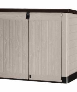 Keter Store it Out Pro Mülltonnenbox 1.200 L abschließbar, wetterfest, beige, passend für 2x240l Abfalltonnen