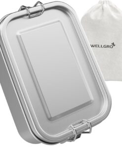 WELLGRO Edelstahl Lunchbox auslaufsicher - 550ml 850ml 1400ml 2400ml eckig Brotdose