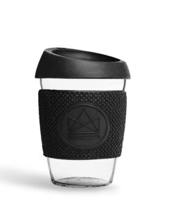 Neon Kactus thermohülliger Becher aus Borosilikatglas für Größere mit Deckel | Neon Kactus wiederverwendbarer Kaffeetum
