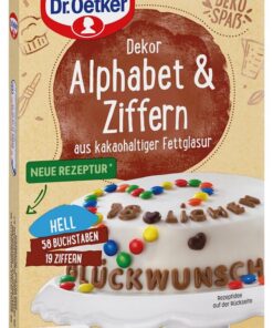 Dr. Oetker Schoko Alphabet u. Ziffern für Kuchen & Torten - essbar, Rainforest Alliance, 9 x 58 g