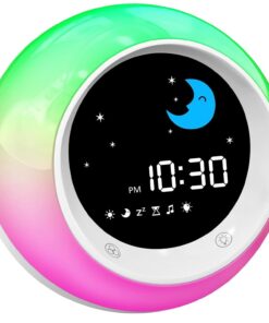 Digitaler Kinderwecker mit 9 Nachtlichtern und Soundmaschine für Jungen und Mädchen zur Nachtzeit mit Snooze und Timer