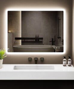 Badezimmerspiegel Led Badspiegel 80x60 cm, Dimmbar, 3 Lichtfarbe Einstellbar, Antibeschlag, für Montage Horizontal/Verti