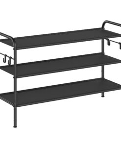 SONGMICS Schuhregal für Flur, 3-Ebenen-Schuhständer, tintenschwarz, 15-Paar-Capacity, Eingangshöhenverstellung, seitlich