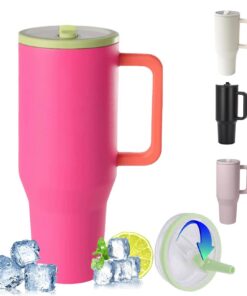 ZHUIYIWIN Thermobecher, Kaffeebecher to Go Vakuum Isolier Thermobecher, Perfekt für Heiße & Kalte Getränke, mit Strohhal