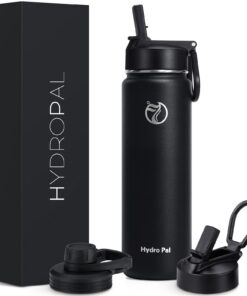 HydroPal Edelstahl Isolierte Trinkflasche 500ml-1.9L BPA-Frei Kohlensäure Geeignet mit Strohhalm