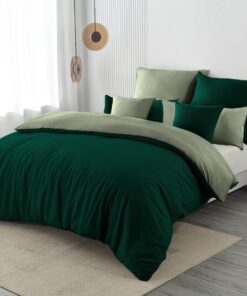 Bettwäsche 155x220 Wendebett weich bügelfrei Dunkelgrün/Salbeigrün 2teilig Microfaser