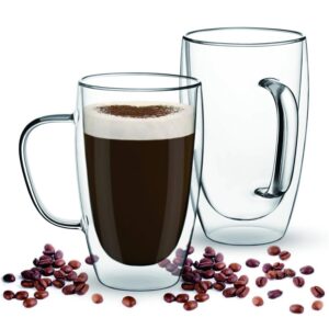 SCJHMY isolierte Doppelmauerte Kaffeetassen für Cappuccino und Espresso (450ml)