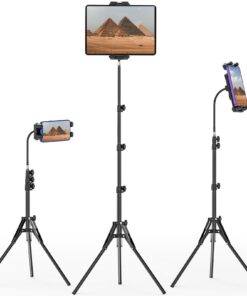 JUBORUI Tablet Stativ Halterung, iPad Ständer Höhenverstellbar bis 175cm, 360° Drehbarer Schwanenhals für iPad und Table