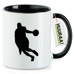 Huuraa Basketball Silhouette Kaffeetasse Schwarz 330ml Geschenk