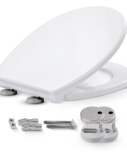 Arebos Toilettensitz mit Absenkautomatik Duroplast Klodeckel | universell | Familien | für den Badezimmerraum | einfache