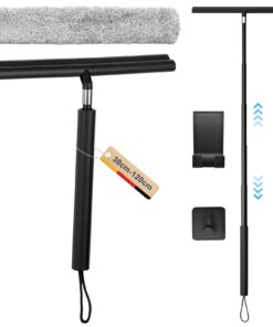 JNUYISW Duschabzieher Langer Stiel für Fenster und Spiegel - Verstellbar 30-120cm - Silikonsicher - Bodenabzieher mit Ha