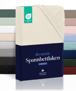 Dreamzie Spannbettlaken 200 x 200 cm für Dicke Matratzen – 100% Polyesterschicht – Beige – Chemikalienfreies OEKO-TEX Ze