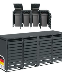 STEELSØN Kestra Mülltonnenbox 4er bis 240L – hochwertige Anthrazit-Müllcontainer für wasserbeständiges Gelände – ideal f