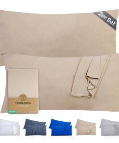 Terra Beds Kissenbezug 40x80 (Set mit 2) - 100% Baumwolle Jersey 160 g/m², Oeko-Tex Zertifiziert | Weich und atmungsakti