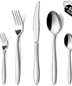 Honeycook 60-teiliges Edelstahl Essbesteck Set für 12 Personen - Spülmaschinenfest, elegantes Restaurantqualität - Haus