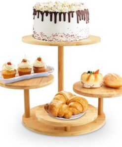 4 Etagen Holz Kuchen- & Cupcake-Ständer, Tortenständer für Hochzeit Geburtstag Party, Ø 30cm/32cm