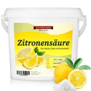 Feinwälder® Premium Zitronensäure Pulver - reinigend & frisch einhauchen in Küche & Haushalt | Lebensmittelqualität, 5 k