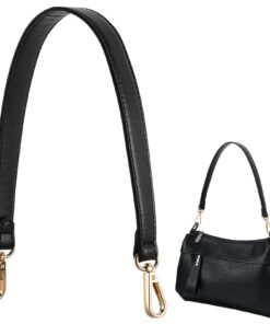 Yolev Yolev Leder Taschengurt Schwarz für Damen Schultergurte Länge 47cm Taschenriemen PU Leder Sellbel.ny Taschen Gurtb
