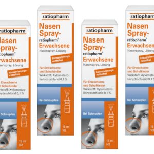 Ratiopharm Nasenspray Sparset für Erwachsene abschwellend 4 x 15 ml Schnupfenlinderung