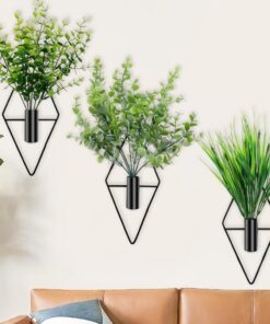 Diamantförmige Wandvasen mit Künstlichen Hängepflanzen - Geometrisch Moderne Metall Blumenampeln 3er Set Innen