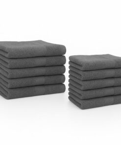 Betz 10er Premium Gästehandtücher-Set - Anthrazit - 30 x 50 cm - Geschmackvolles Geschenk für Besucher